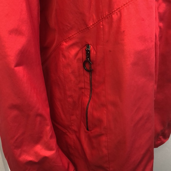 Creenstone Lined Red Windbreaker Jacket with Hidden Hood - Picture 3 of 13